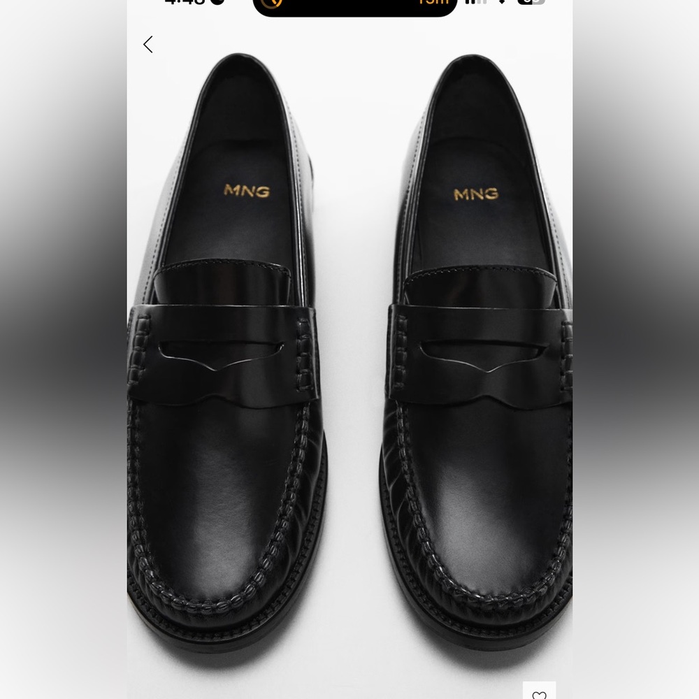 Mango Leather Penny Loafers